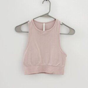 The Group by Babaton (Aritzia) Ribbed Pink Cropped Tank Top